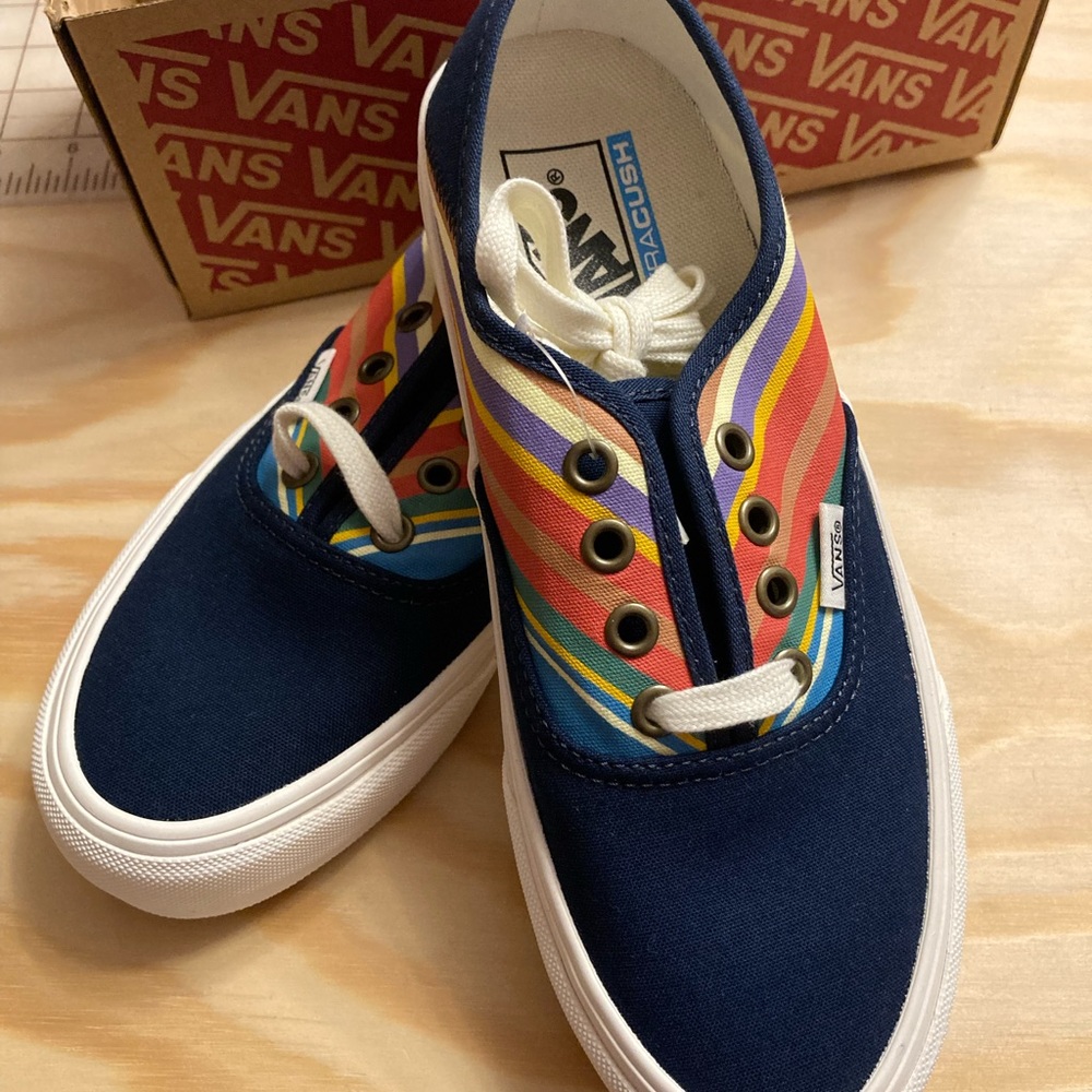 VANS Authentic Sf Retro Stripes Dress Blue Canvas Womens Sneakers VN0A3MU61B 6.5